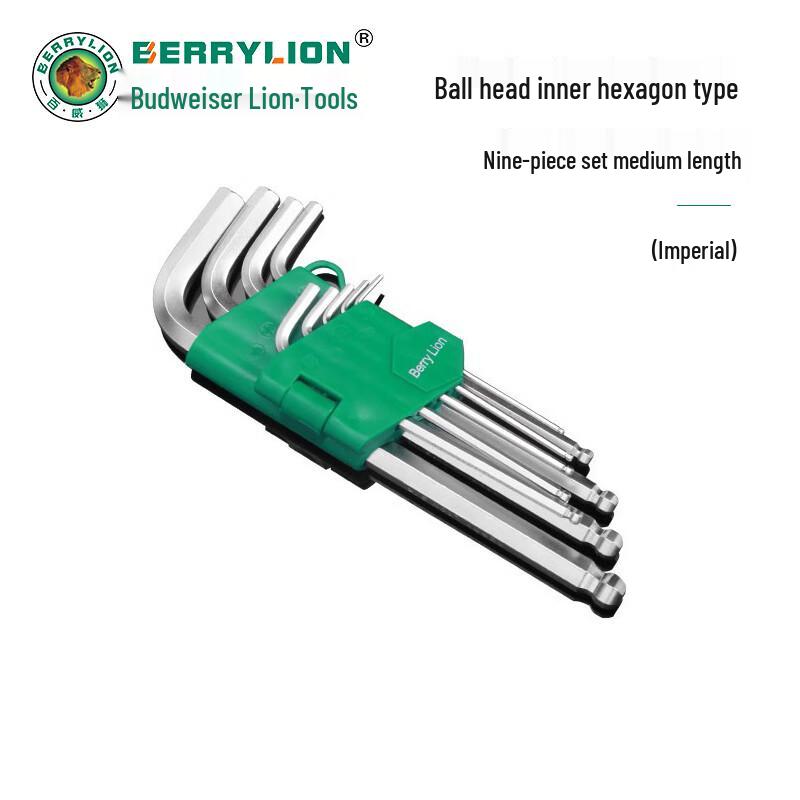 Berry Lion 9-Piece Imperial Ball-End Hex Key Wrench Set
