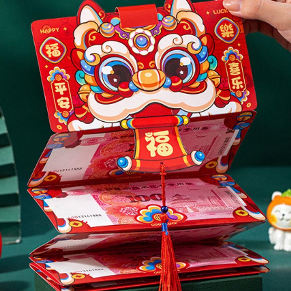6 Slots Snake Year Folded Red Envelope Blessing Lucky Money Pockets  Wedding Birthday