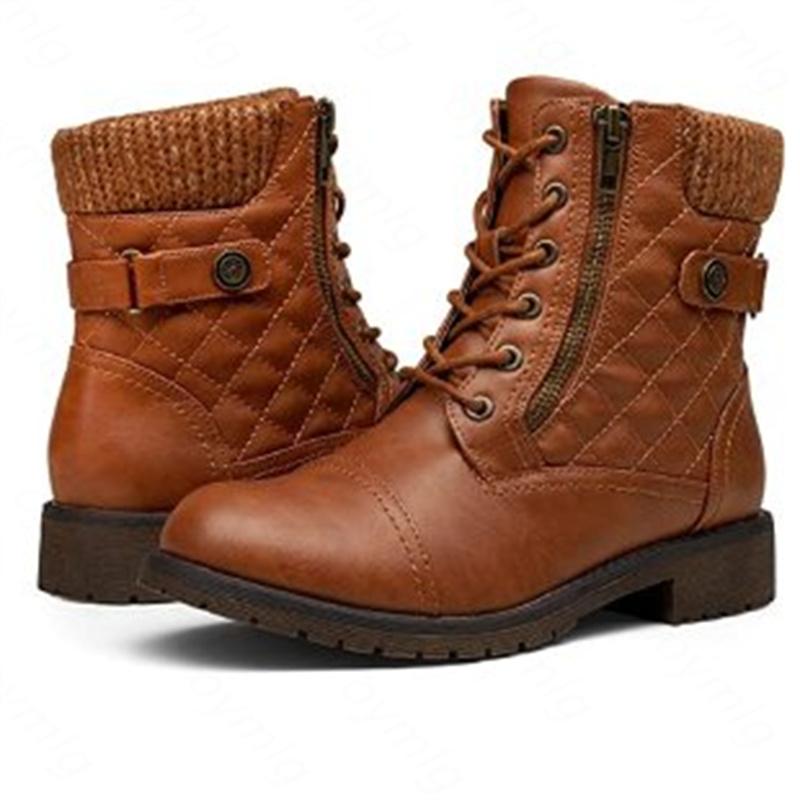 New Front Lace Up Medium Boots Women 2025 Solid Round Head Women Boots Outdoor Casual Comfortable Women Shoes Shoes for Women