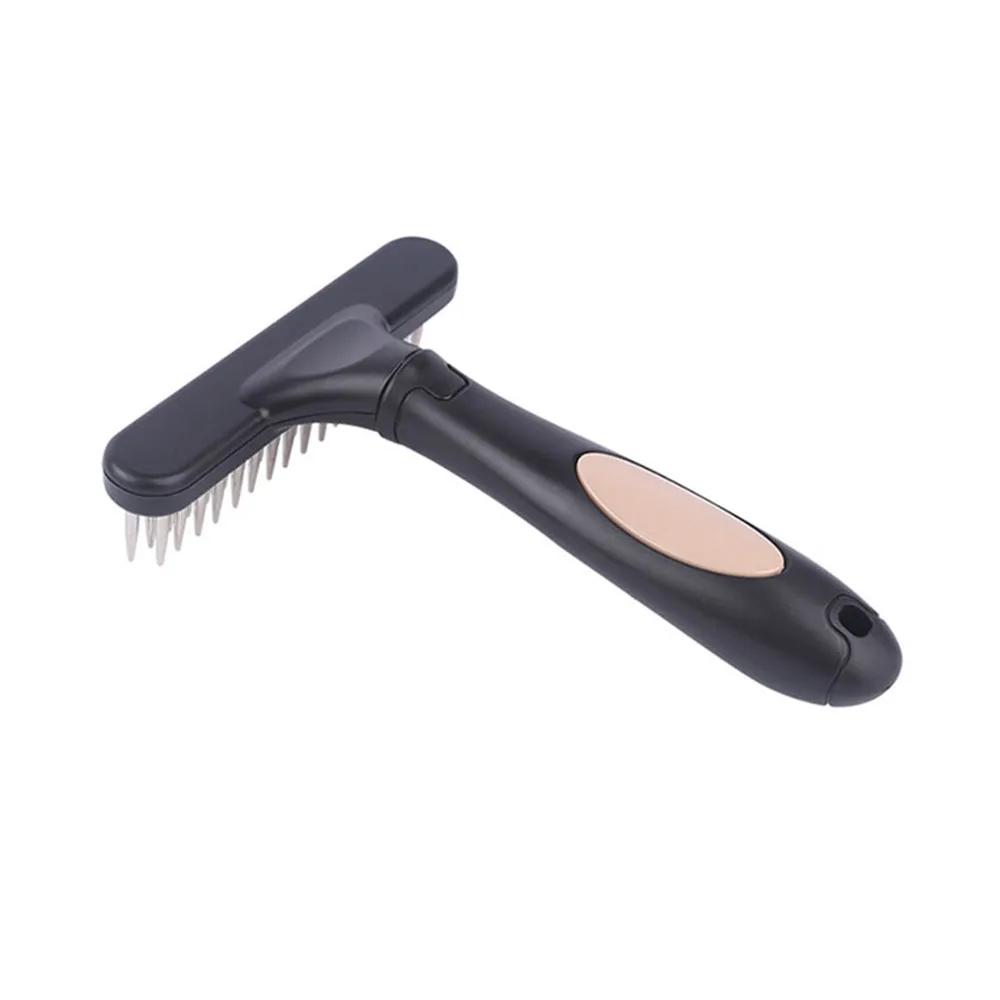 

Двойной ряд штифтов профессиональный грабли для подшерстка домашних животных кошки собаки расческа щетка ослабить мокрый сухой использовать груминг товары для домашних животных инструменты для удаления колтунов 15.5x10.8cm кофейный