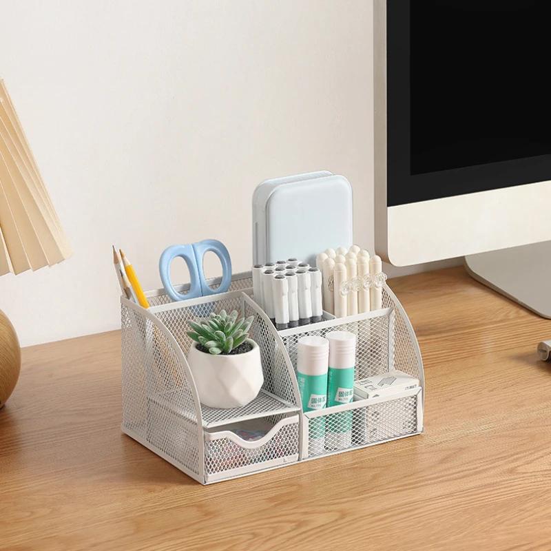 7 Gözlü Masa Kırtasiye Düzenleyici Yaratıcı Metal Kalemlik Kurşun Kalem Dosya Saklama Rafı Saklama Kutusu Bölmeli Kap Office Erişimi