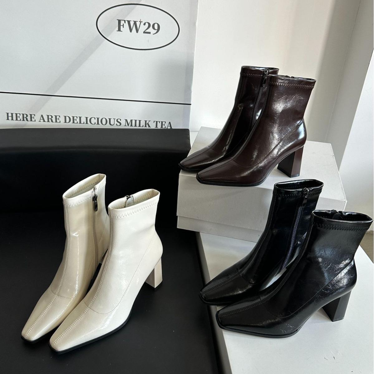 

2025 autumn and winter new fashion versatile thick heel thin boots square head British style tube thin Martin boot paint 39 коричневый