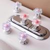 Cute Flower Toilet Flush Button, Toilet Tank Push Button with Lid, Bathroom Flush Accessory and Purple