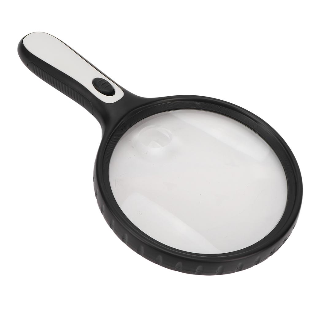 Handheld Magnifying Glass 3X 6X Double Optical Glass Lens Ergonomic Illuminated Magnifier with LED