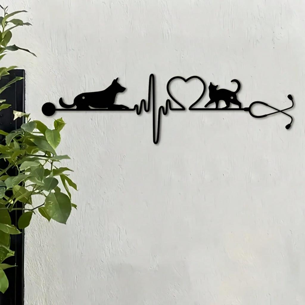 Vet Inspired Heartbeat Metal Wall Art for Pet Lovers Home Garden Decor