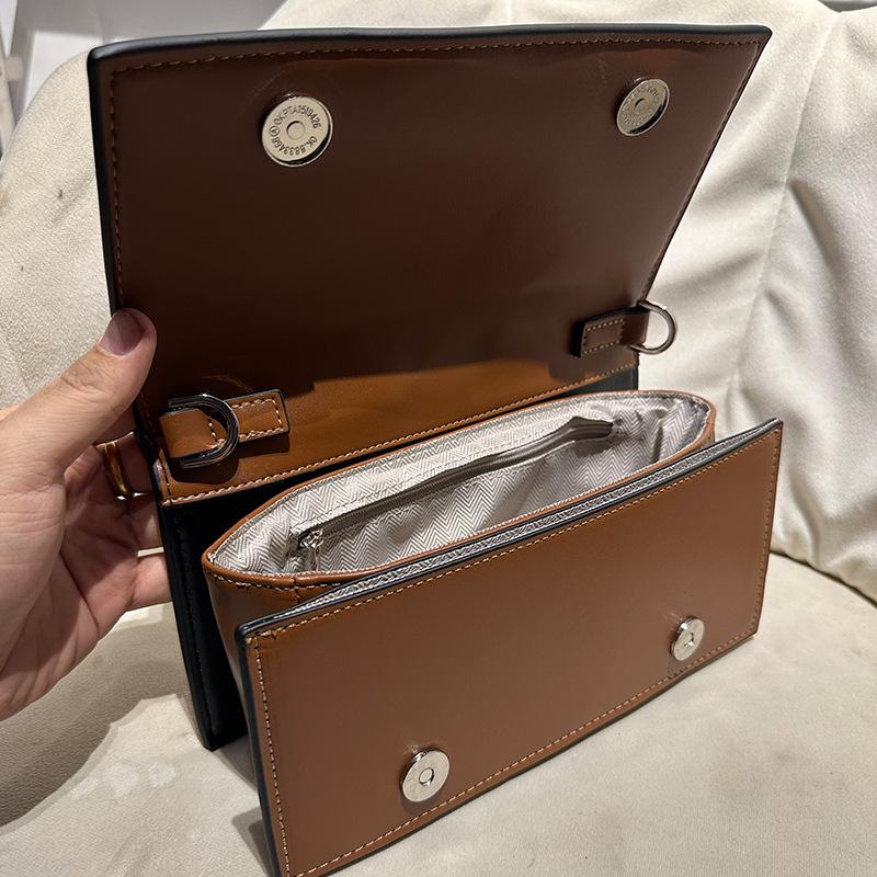 New Trendy Summer Crossbody Small Bag, Women's Organ Bag, Personalized and Versatile, Wide Shoulder Strap, Contrasting Color, Hand-held Shoulder Bag