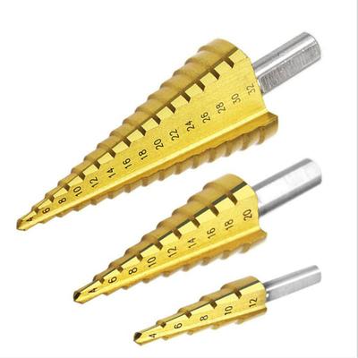 1/3Pc Professional HSS Steel Large Step Cone Triangular Handle Coated Metal Drill Bit Cut Tool Set Hole Cutter 4-12/20/32mm