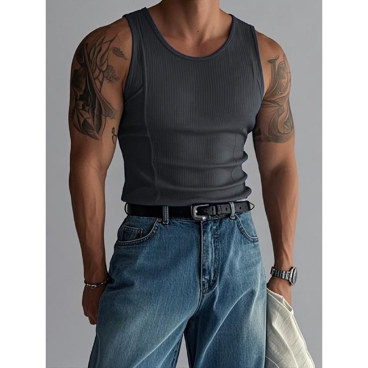 

Летняя вязаная майка-борцовка в вертикальную полоску для фитнеса, спорта, отдыха, облегающая, без рукавов, с широкими плечами для мужчин 3XL