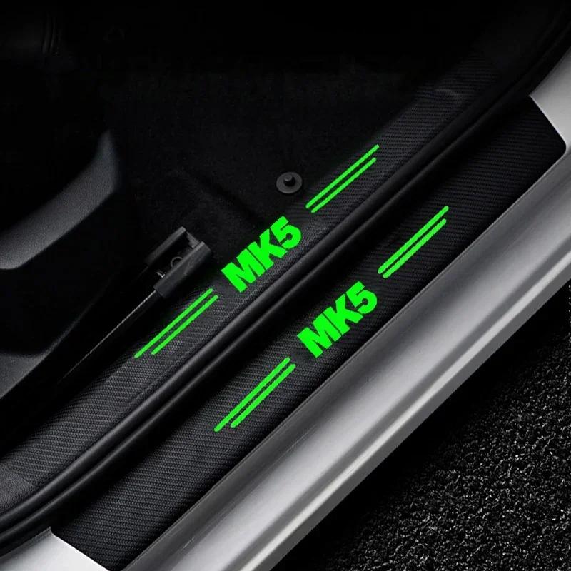 Luminous Car Door Sill Scuff Plate Threshold Protective Decals For Volkswagen VW GOLF MK5 Emblem Rear Trunk Bumper Guard Strips