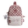 Cute Gingham Polka Dot School Backpack with Bow Detail Lace Trim Lightweight Zipper Daypack for Teen Girls Travel