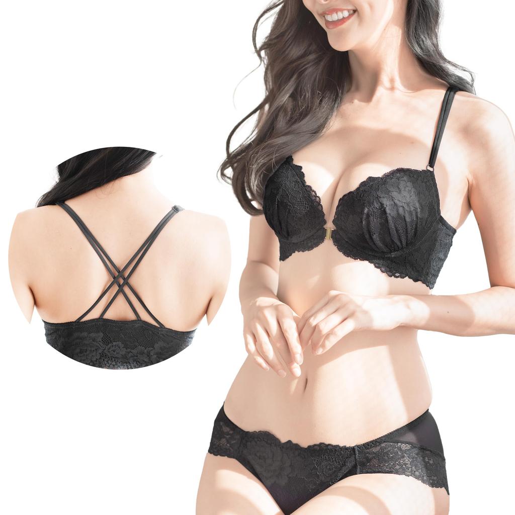 Frande Lingerie Bra and Panty Set your Comfortable front closure with a sexy back that stays in top and bottom E75 Front-Hook [Enhance cleavage!