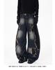 Pantaloni Larghi Unisex Patchwork High Street Orlo Grezzo Gamba Curva