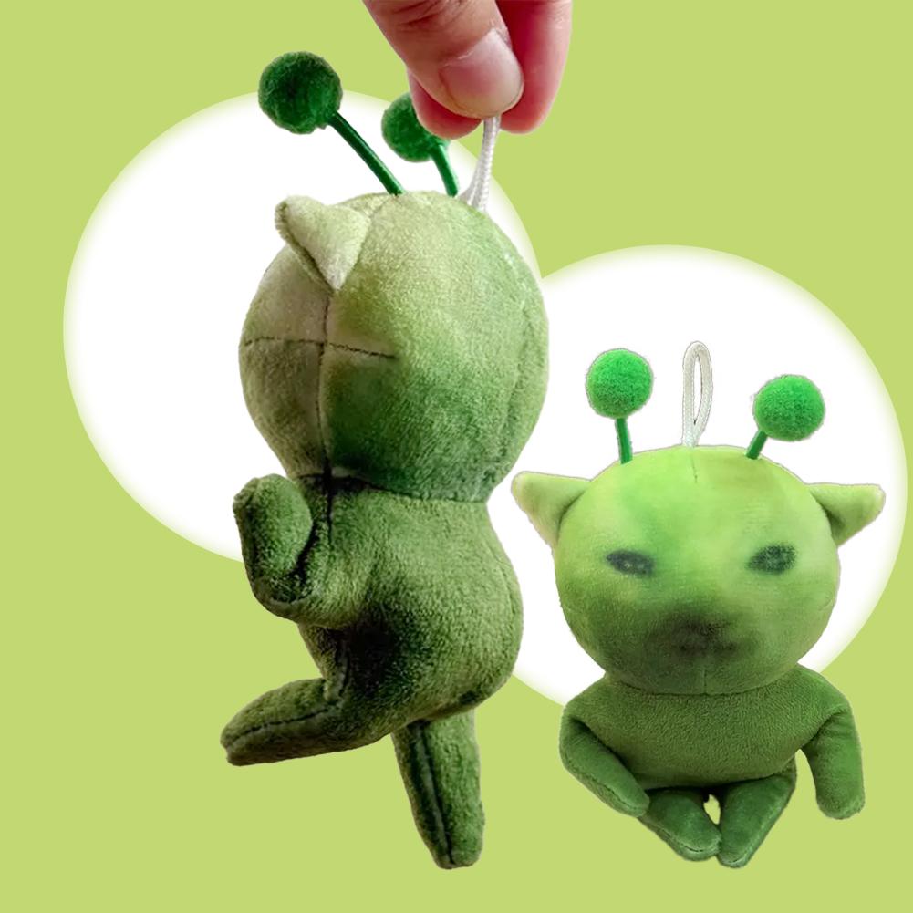 Green Alien Cat Plush Toy, Poseable & Deformable Stuffed Animal, Creative Ugly Cute Plushie Keychain For Gifts