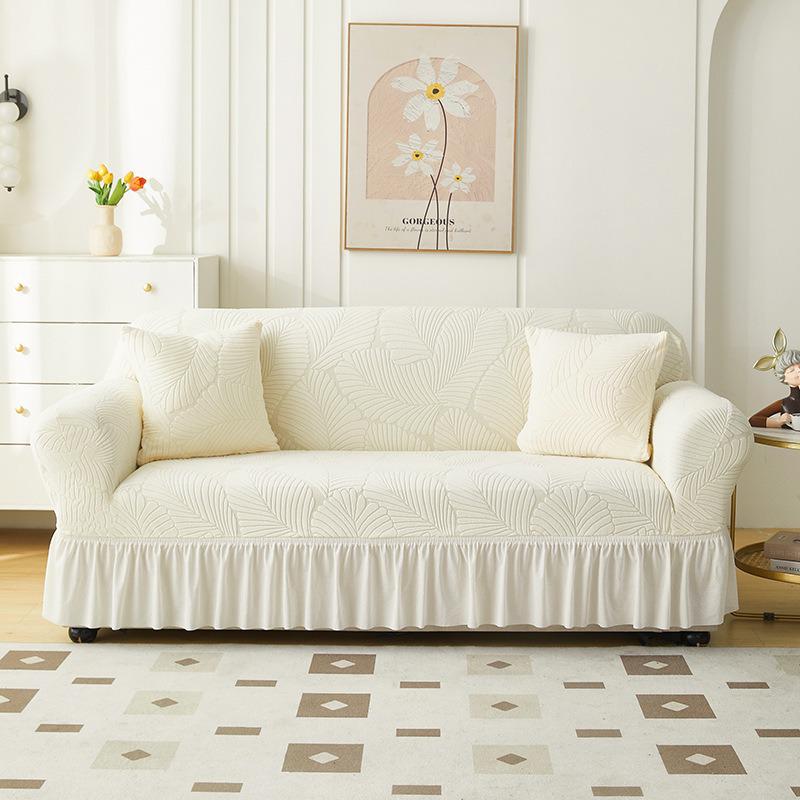 Jacquard Ruffle Edge Sofa Cover - Universal Fit for All Seasons