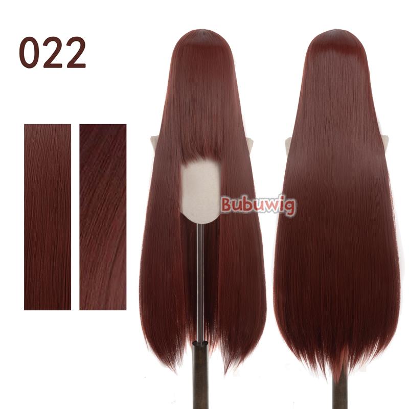 Bubuwig Synthetic Hair 100cm Long Straight Pure Color Cosplay Wigs Over 100 Colors Black White Red Blue Brown Wig Heat Resistant