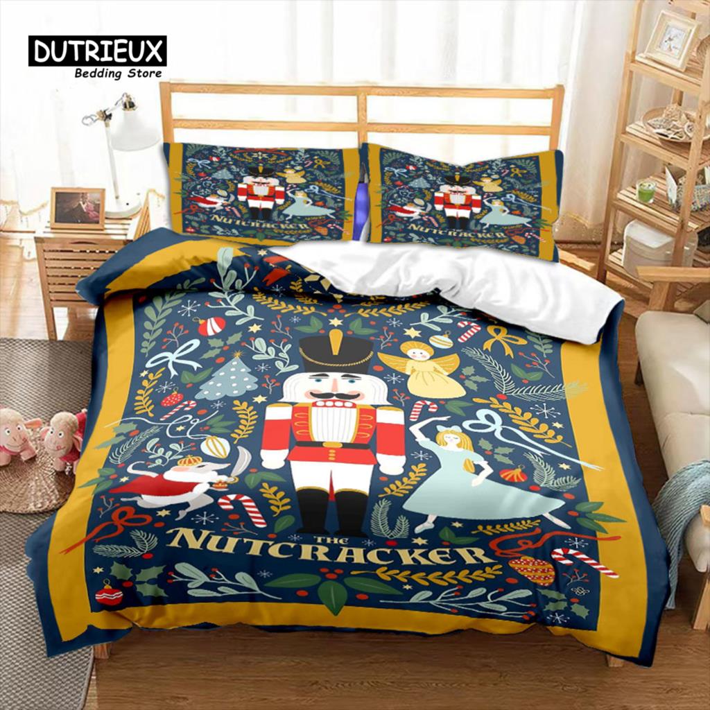 Comforter Nutcracker Christmas Bedding Set Cartoon Royal Guarder Comforter New Year Festival King Size