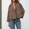 Dames S Woljas Lange Mouw Omgeslagen Kraag Kort Dik Buitenkleding