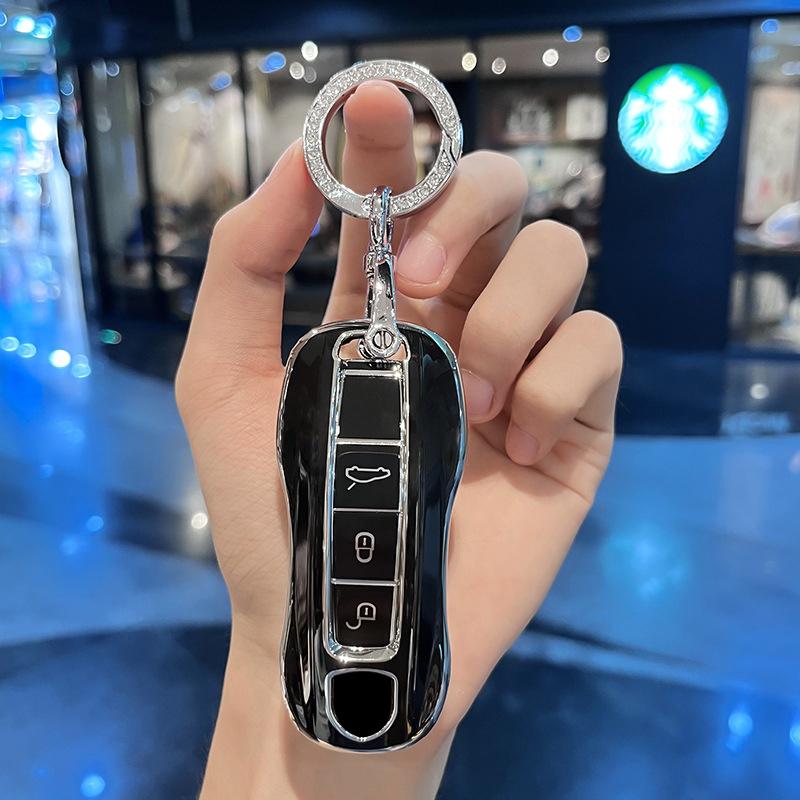 3 Buttons TPU Protecticve Cover Holder Fob for Porsche Panamera Cayenne 971 911 9YA Macan Boxste Car Remote Smart Key Case
