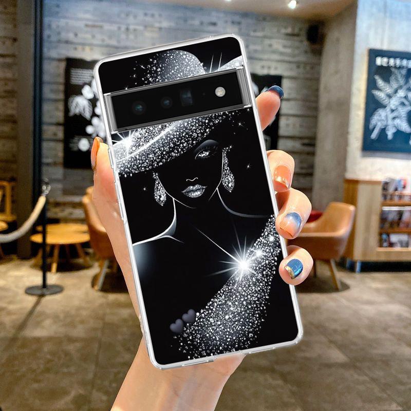 

Чехол для телефона Google Pixel 9 8 7 6 5 4 4XL 7A 6A 5A 4A 3A Pro XL 5G Прозрачный Мягкий ТПУ Оболочка Милый Узор в Белой Одежде Pixel 6A
