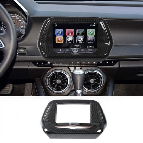 

7 Carbon Fiber GPS Navigation Screen Decor Cover Trim For Chevrolet Camaro 17+