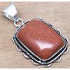 Pendant Red Sunsitara Gemstone Handmade Gift For Her Silver Jewelry 1.5"