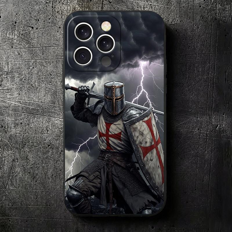 Crusades Knights Templar Soft Phone Case for iPhone 16 16E 17 Air 15 Pro Max 14 Plus 13 Mini 11 12 7 Black Cover Back Shell