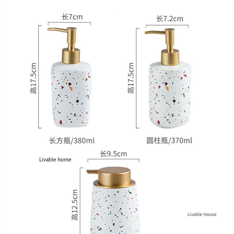 Keramik Tragbare Seifenspender Handwaschflasche Terrazzo-Muster Lotionflasche Seifenflasche Badezimmer-Seifenspender