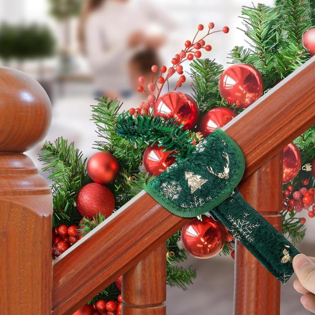 Banister Garland Ties 4piece Pine Needle Fasteners Garland Ties For Stairs For Plants Garden Greenery Outdoor Branches Front