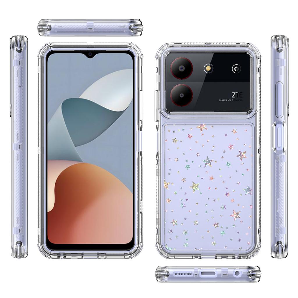 Pro ZTE Blade A34/A54 Pouzdro Průhledný Akrylový TPU Hybridní Kryt na Telefon s Laserově potištěnou Fólií