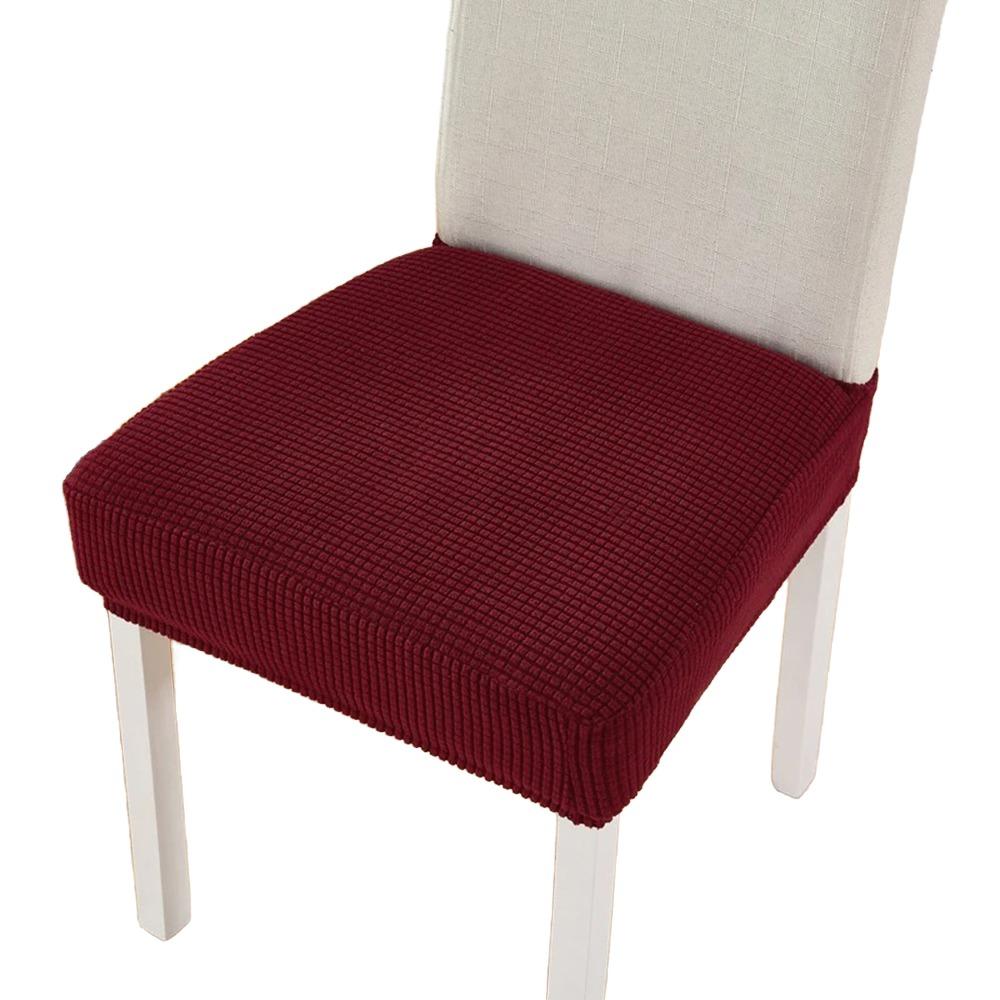 Elastic Stretch Seat Covers for Dining Chairs Waterproof Solid Color Chair Seat Slipcovers Removable Jacquard Cushion Slipcovers