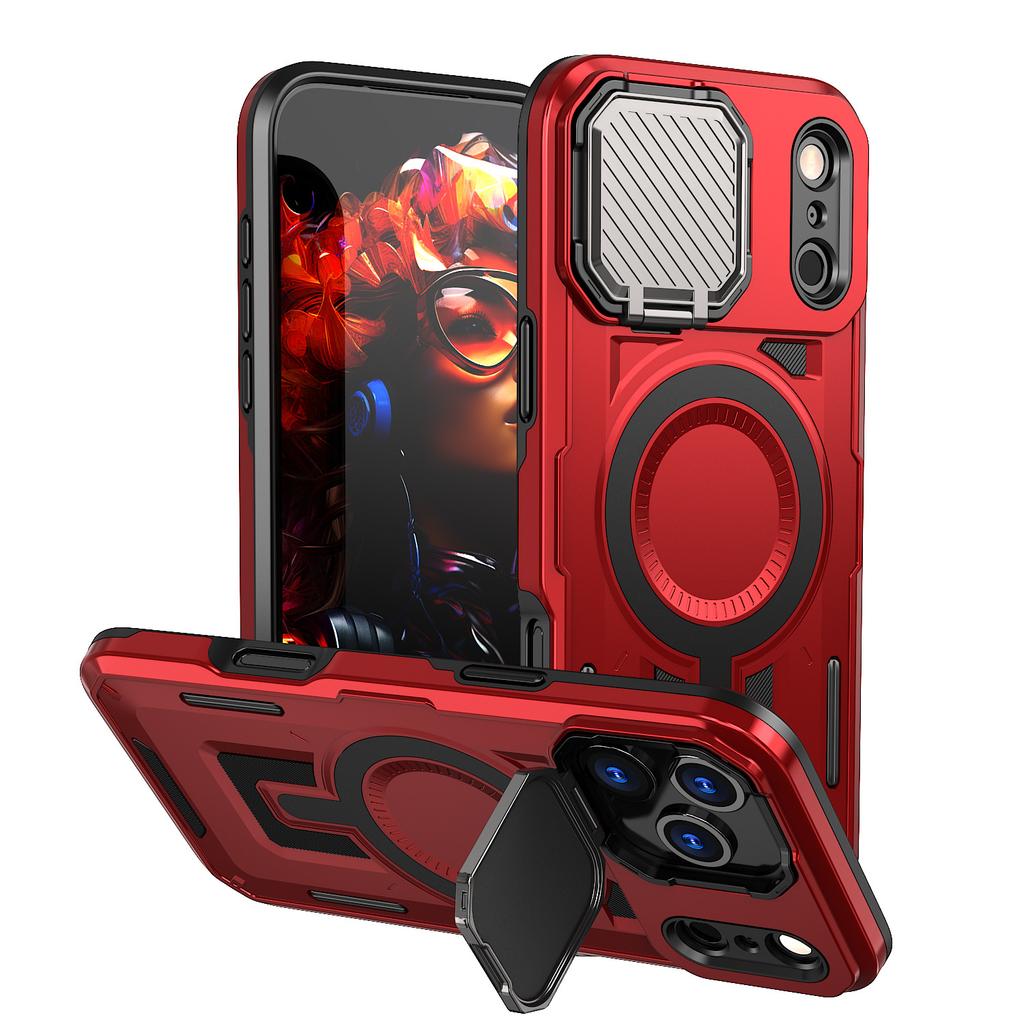 Applicable To iPhone17ProMax Aegis Mobile Phone Case Apple 16Pro Magnetic Suction 15 Bracket 14 Protective Case