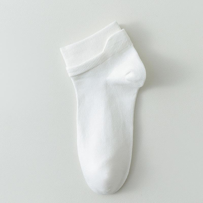 

Мужские весенне-осенние носки из чистого хлопка, с поддержкой ушей, влагоотводящие, дезодорирующие, сочетающихся цветов, короткие 1 pair белый