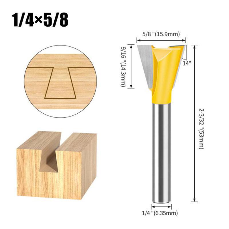 1Pc 6.35mm 12.7mm Shank Dovetail Joint Router Bits Set Dovetail Joint Router Bits Set 14 Degree Milling Cutter For Wood