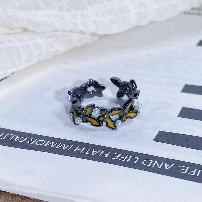 Dark Series Personality Trendy Cool Love Open Ring Irregular Inlaid Zircon Punk Retro High Sense Ring Woman