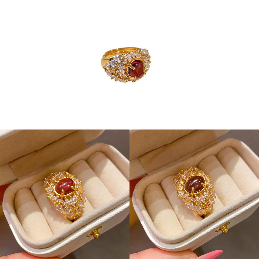 Geometric Gold Plated Zircon Oval Ring For Women Elegant Fashion Jewelry