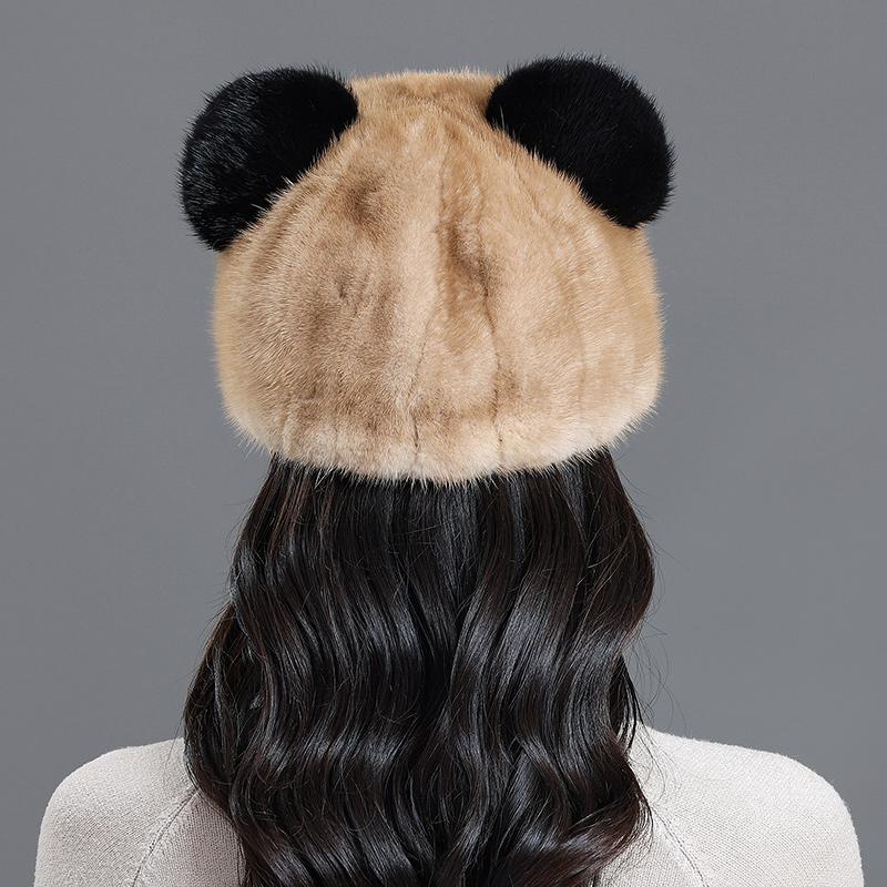 Mink Fur Hat Autumn and Winter New Outgoing Warm Cute Ear Hat Female Mink Caps