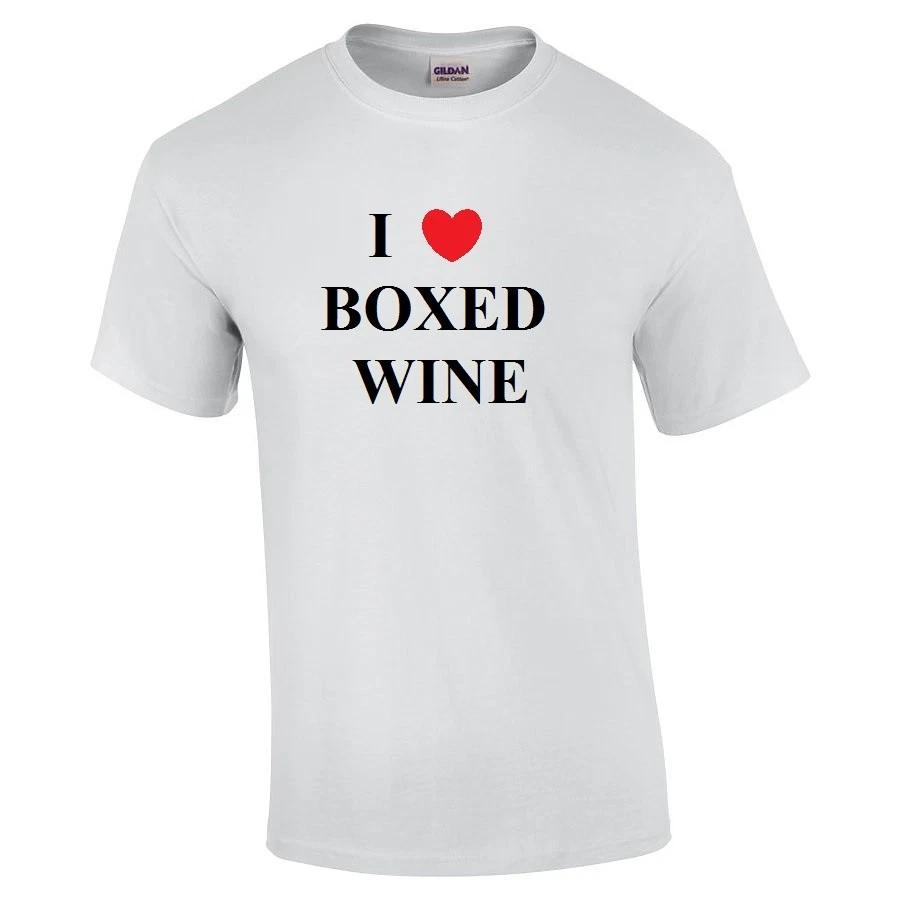 I Heart love Boxed Wine T-Shirt Funny Adult Cotton Shirt S - 5XL XL