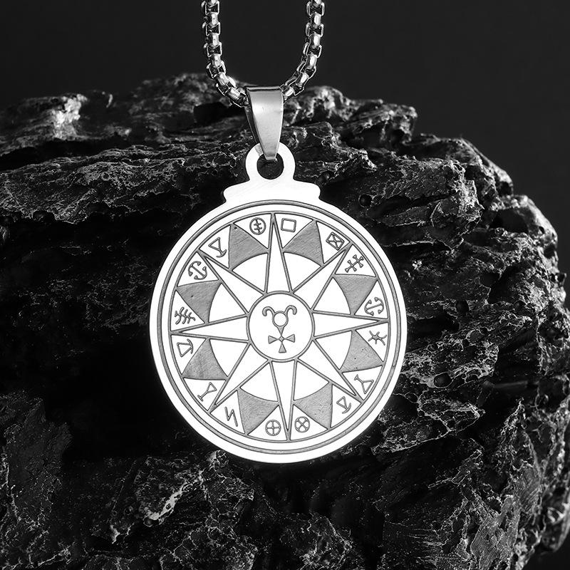 New Stainless Steel Sun Astrology Pendant Creative Neutral Style Necklace Stainless Steel Jewelry Titanium Steel Accessories