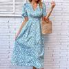 Summer Fresh and Sweet Wind V-neck Slim Floral Dress