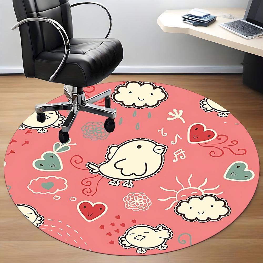 1pc Birds, Hearts Chair Carpet for Office, Non-slip, Soft and Durable Office Rug, Perfect for Office Yy260131079