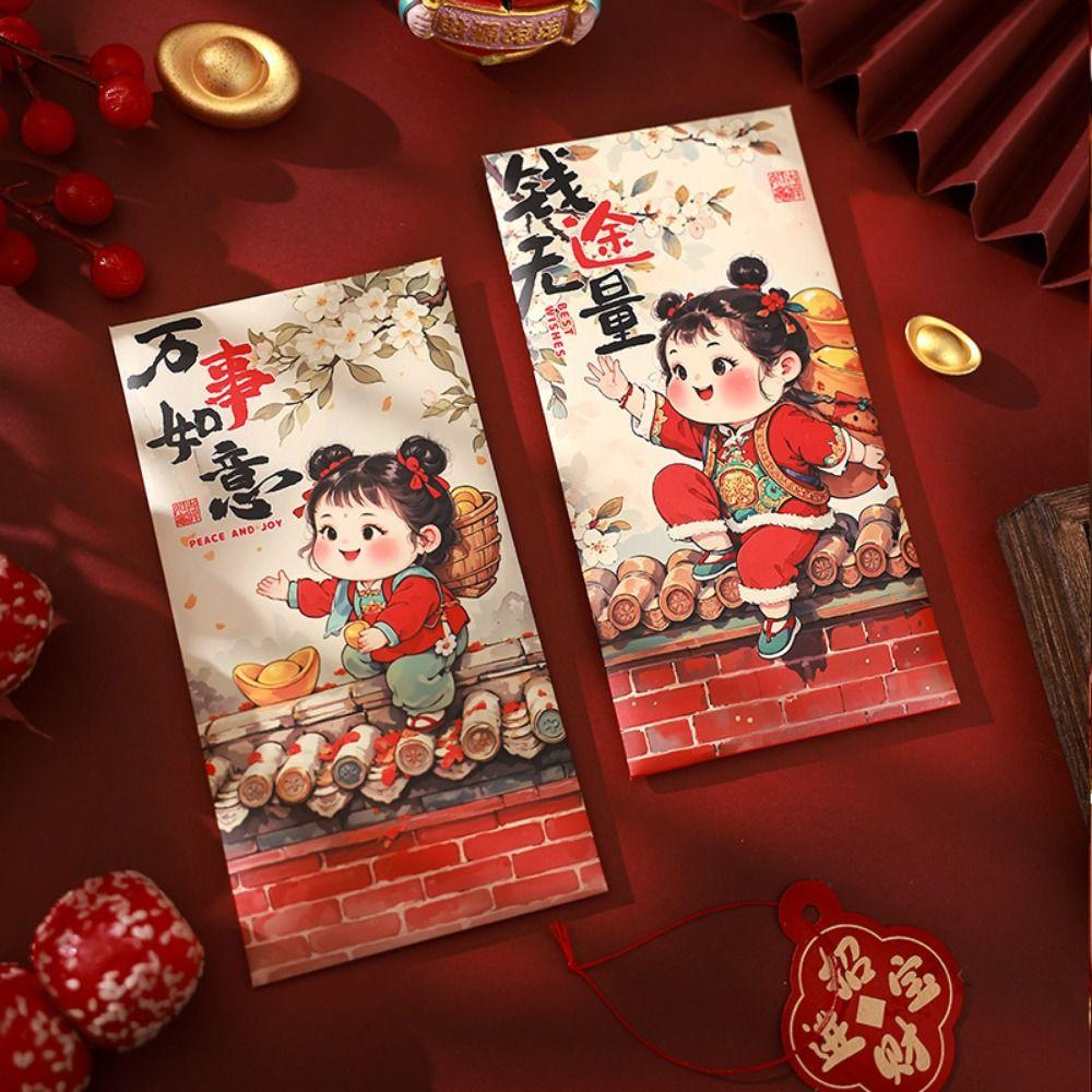 6pcs Traditional New Year Red Envelopes Red Envelopes Lucky Money Packets  Wedding Birthday