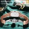 Neue trendige Mode, sehr schöne kleine quadratische Uhr, luxuriöse Diamant-ineinandergreifende Goldstahlbanduhr, diamantverzierte Temperamentuhr