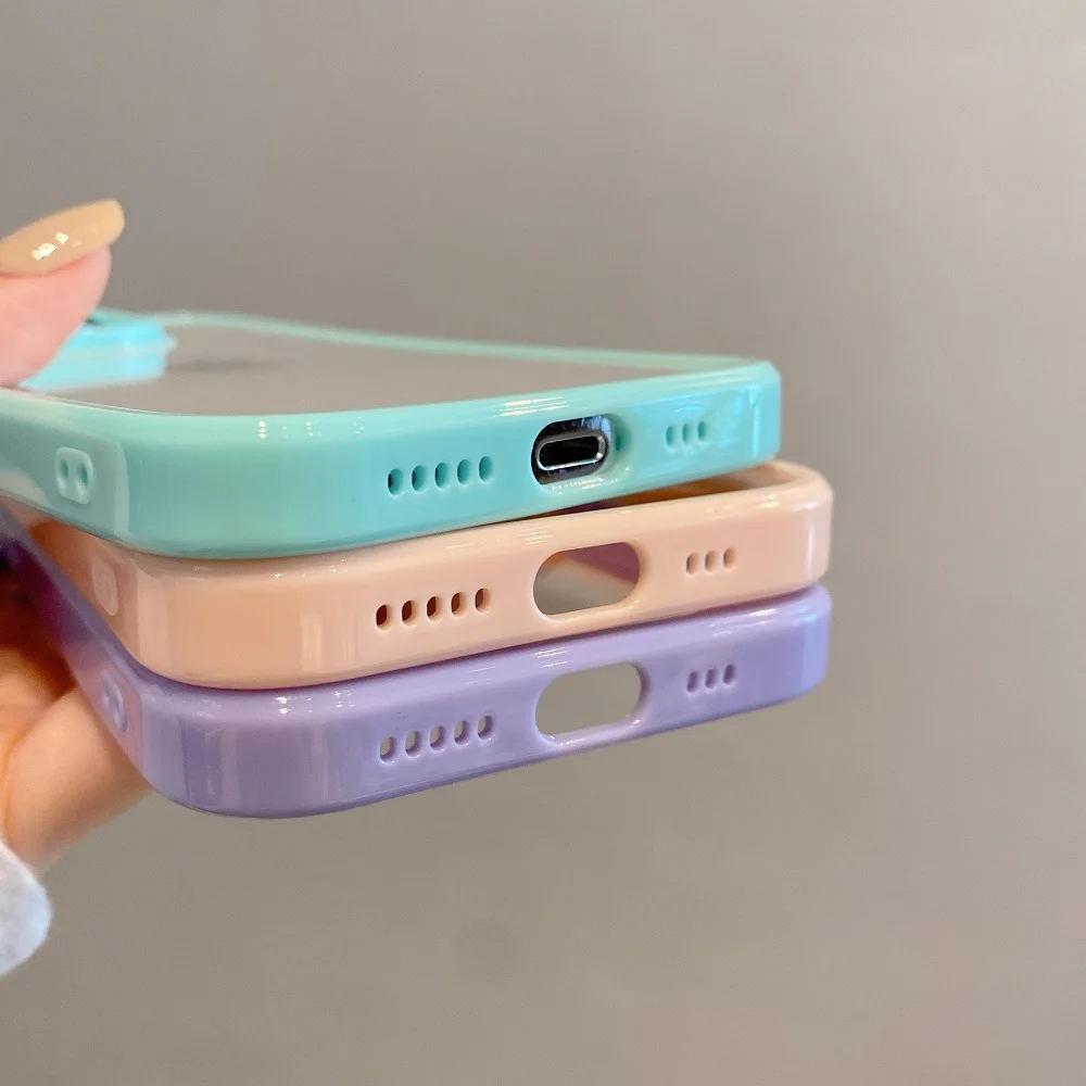 Transparent Candy Color Bumper Phone Case For iPhone 16 Pro Max 15 14 13 12 11 XR XS X 7 8 Plus mini SE3 Soft Shockproof Cover