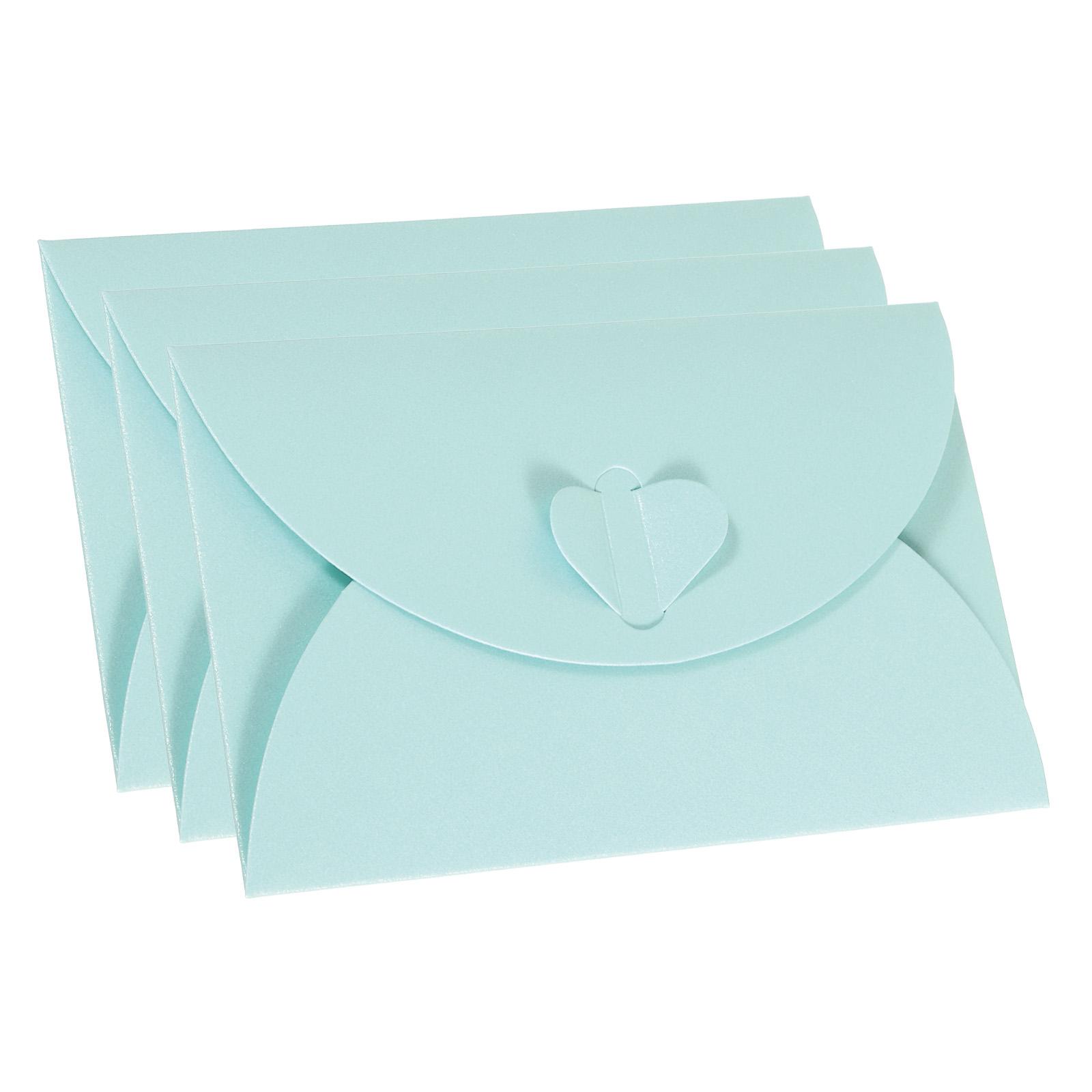 

36Pcs 10.5x7cm Small Greeting Card Name Card Envelope Heart Shaped Clasp Gift Cards Holder Love Pearlescent Paper Mini Envelopes синій
