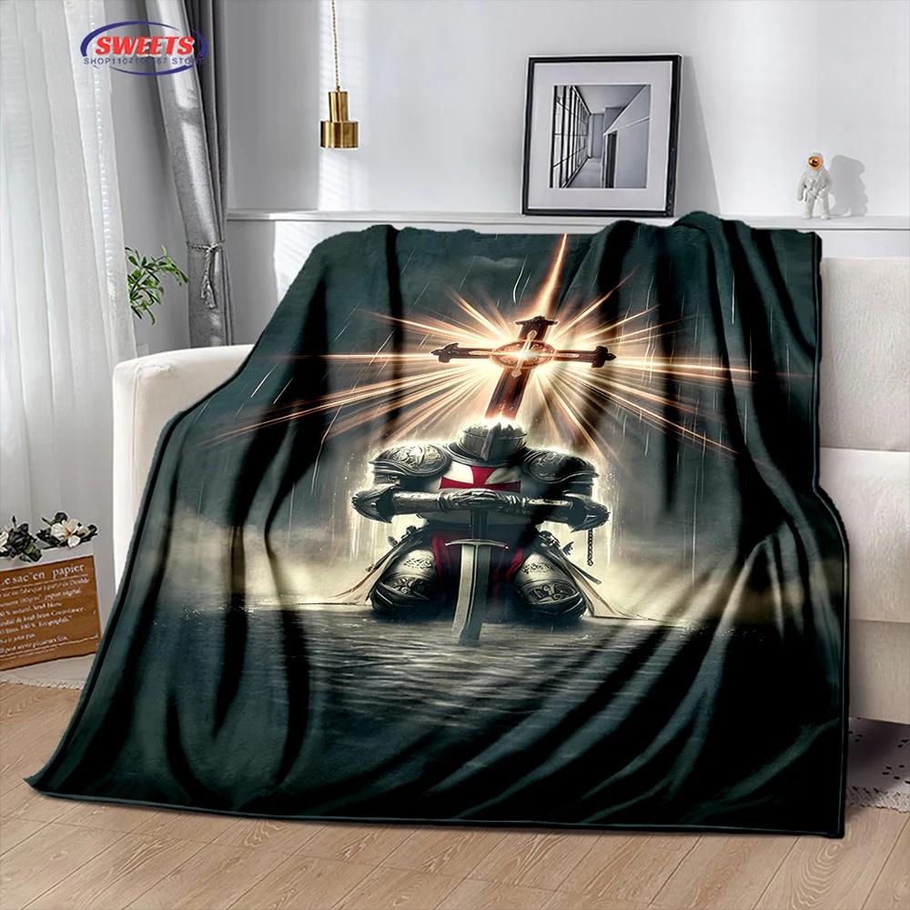 Crusade Cross Templar Knight 3D Printed Flannel Blanket for Bed Bedroom Sofa Picnic Throw Blanket for Cover Outdoor Leisure Nap