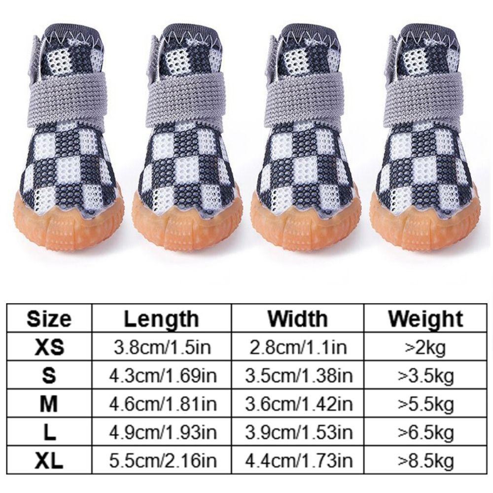 4pcs/set Breathable Breathable Pet Dog Shoes Anti-skid Hollow Dog Boots Puppy Mesh Shoes Walking