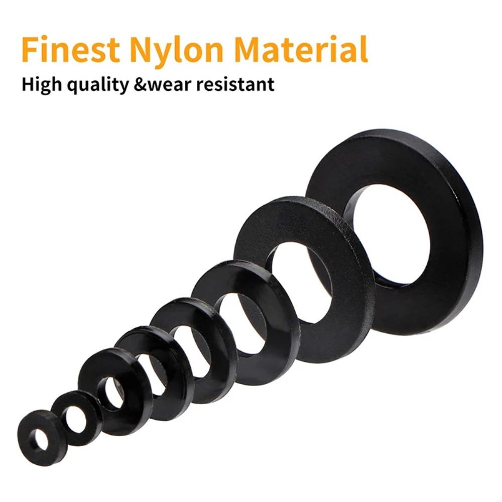 500pcs Flat Nylon Washers Assortment Set with 8 Sizes M2 M2.5 M3 M4 M5 M6 M8 M10 Sealing Safety Plates for Hardware And DIY Proj