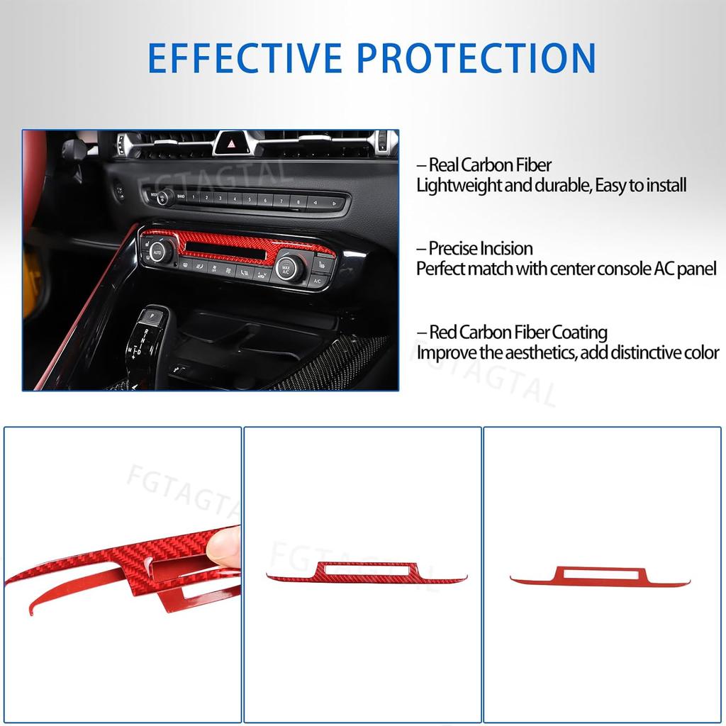 Soft Carbon Fiber Air Conditioner Switch Panel Trim Frame Compatible with Toyota Supra GR A90 A91 MK5 2019-2026, Center Console AC Panel Decoration