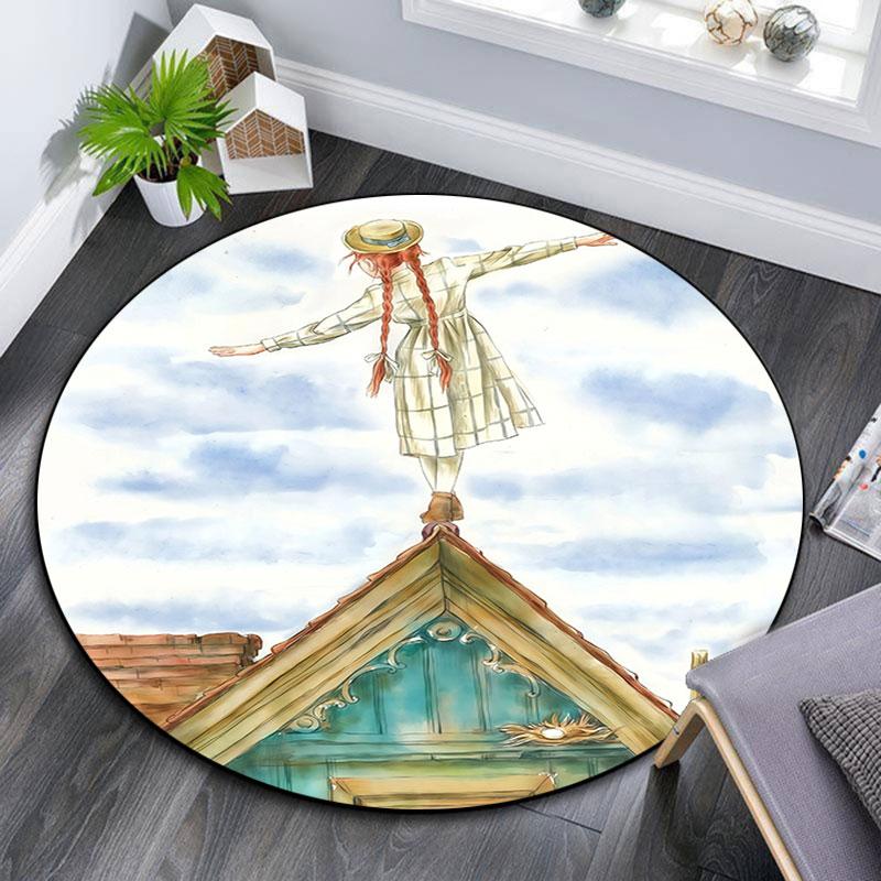 Anne Cartoon Pattern Round rug,Carpet Rug for Living Room Bedroom Playroom ,Non-slip Floor Mat,Holiday Gifts and Birthday Gifts.