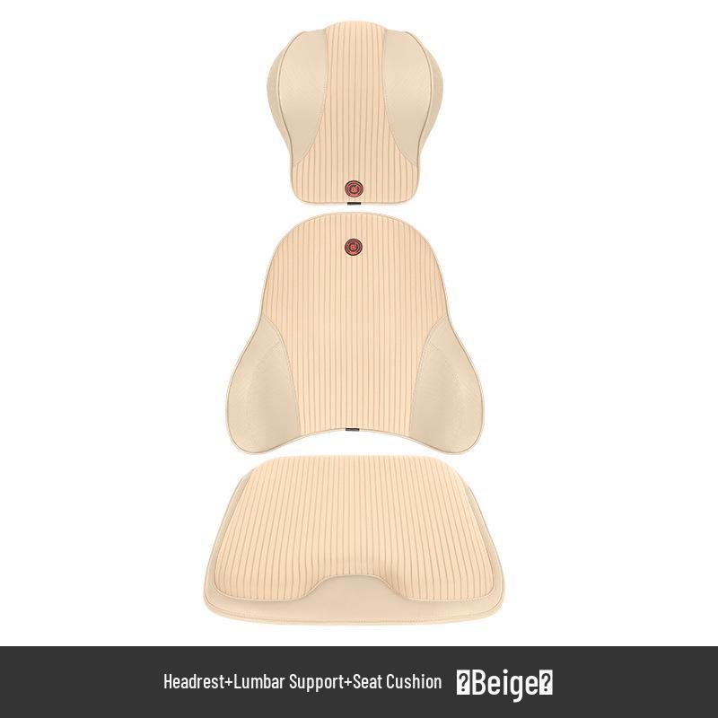 Electric Massage Lumbar Support Pillow - Memory Foam Car Seat Cushion with Remote Control.